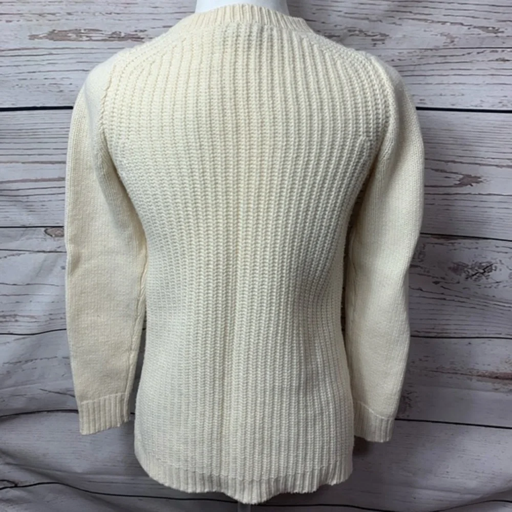 J.Crew Lambs Wool Cream Pointelle Crewneck Sweater